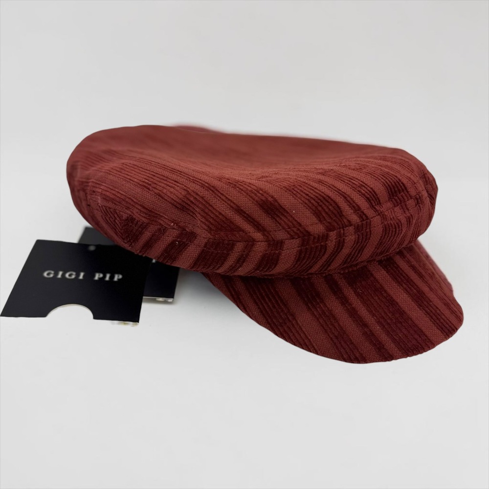 Gigi Pip Rust Red Corduroy Baker Boy Newsboy Cap Hat Women S/M NWT